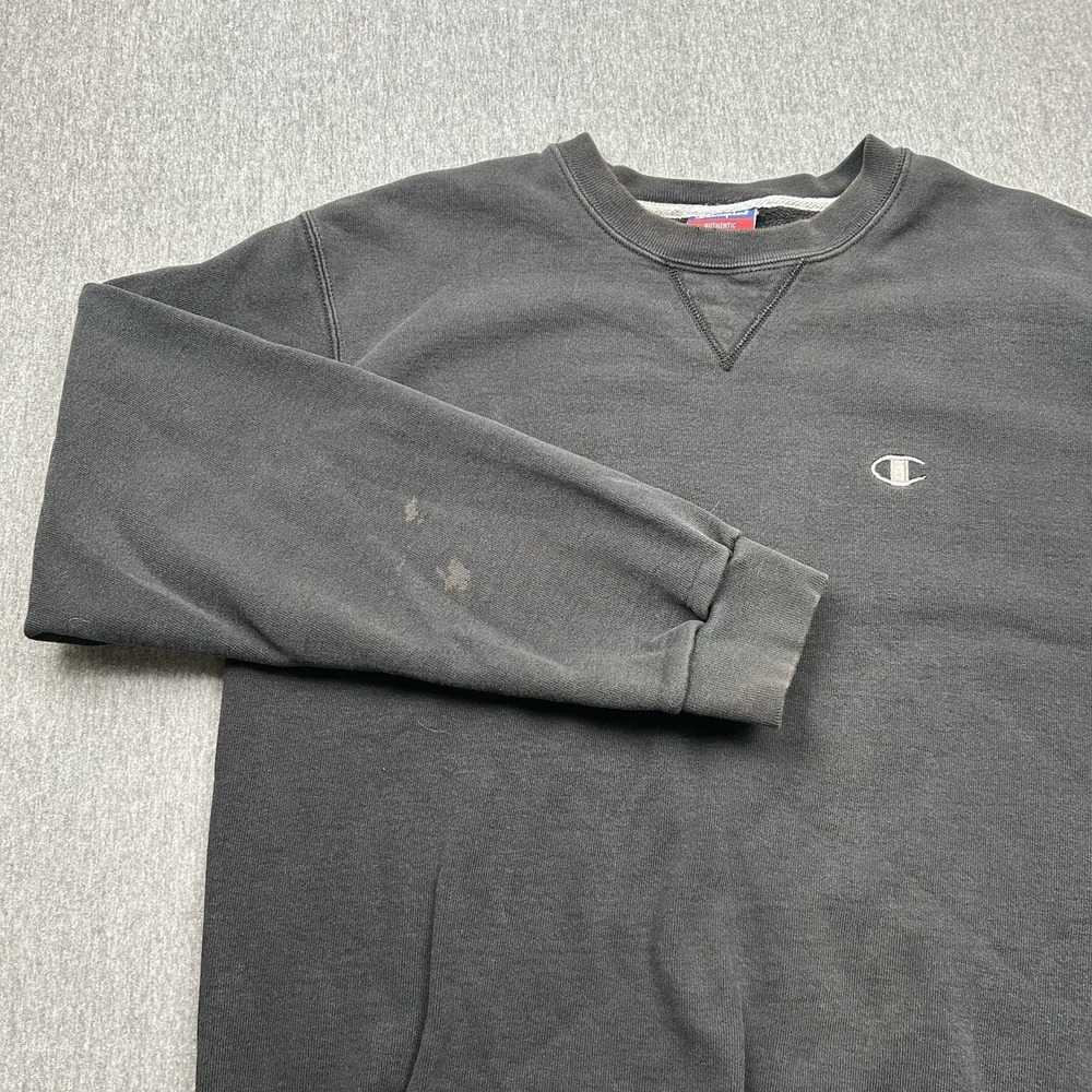 Vintage Champion Crewneck Sweatshirt Black Made in USA Medium *STAINS*